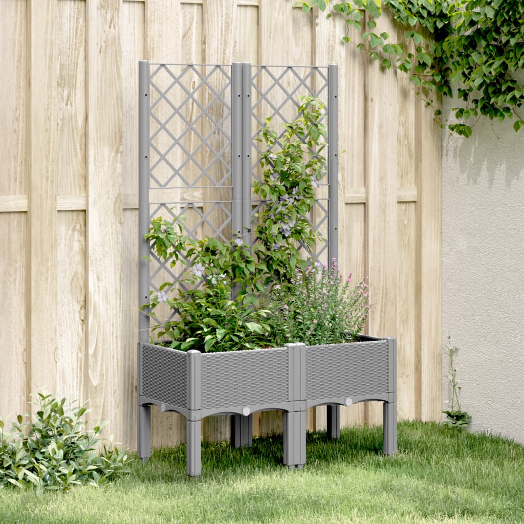 Fioriera da Giardino con Graticcio Grigio Chiaro 80x40x142cm PPcod mxl 91660