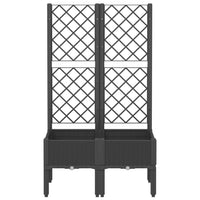 Fioriera da giardino con traliccio-Vaso da Esterno-Vaso con Griglia Nera 80x40x142 cm in PP