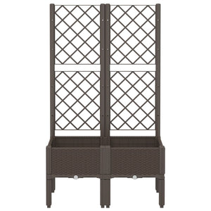 Fioriera da giardino con traliccio-Vaso da Esterno-Vaso con Griglia Marrone 80x40x142 cm in PP