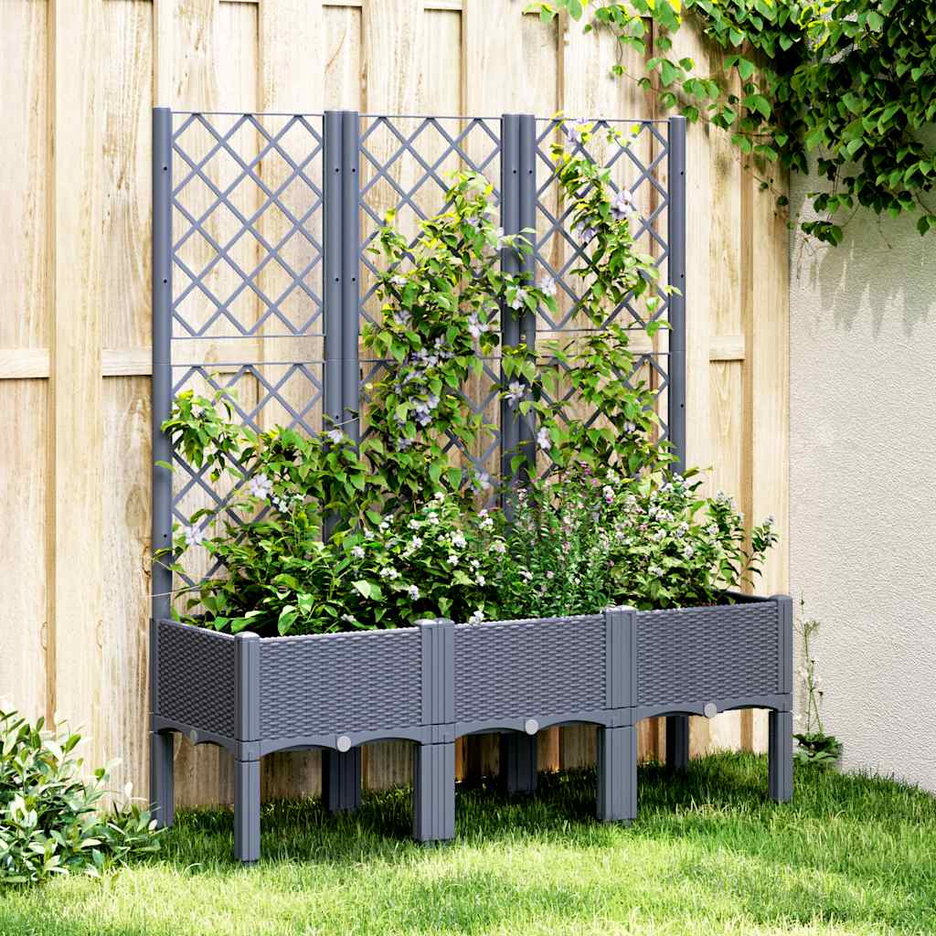 Fioriera Giardino con Traliccio Grigio Blu 120x40x142 cm PP