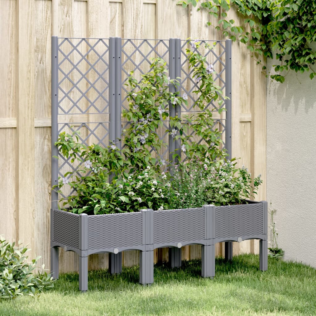 Fioriera Giardino con Traliccio Grigio Blu 120x40x142 cm PP 367926