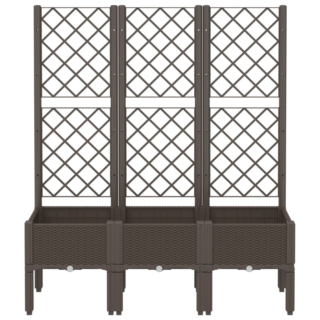 Fioriera da giardino con traliccio-Vaso da Esterno-Vaso con Griglia Marrone 120x40x142 cm in PP