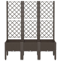Fioriera da giardino con traliccio-Vaso da Esterno-Vaso con Griglia Marrone 120x40x142 cm in PP