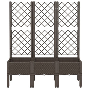 Fioriera da giardino con traliccio-Vaso da Esterno-Vaso con Griglia Marrone 120x40x142 cm in PP