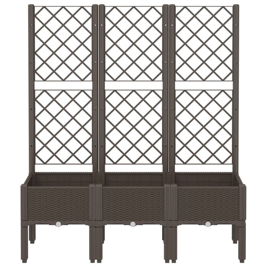 Vaso per fioriera aiuola rialzata piante fiori terrazza giardino con traliccio 120 x 40 x 142 cm PP marrone 02_0038240