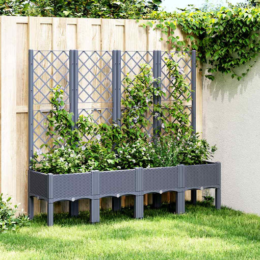 Fioriera Giardino con Traliccio Grigio Blu 160x40x142 cm PP 367931