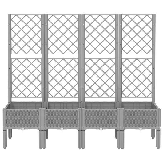 Vassoio per fioriera aiuola rialzata piante fiori terrazza giardino con traliccio leggero 160 x 40 x 142 cm PP grigio 02_0038351
