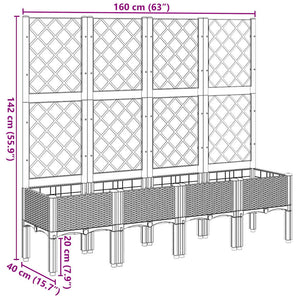 Fioriera da Giardino con Traliccio Bianco 160x40x142 cm in PP 367934