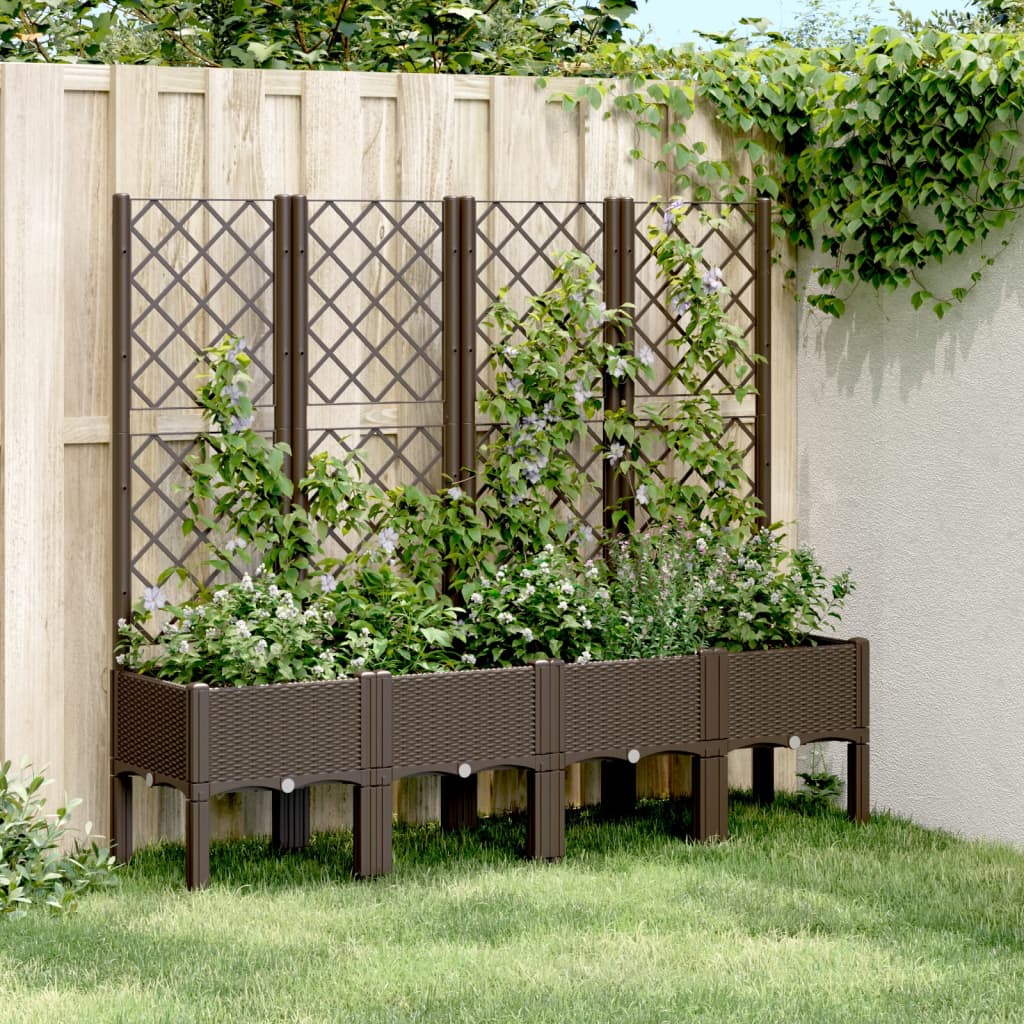 Fioriera da Giardino con Traliccio Marrone 160x40x142 cm in PP 367935