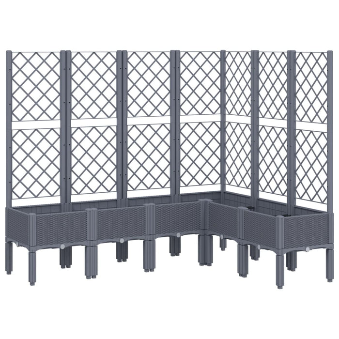 Vaso per fioriera aiuola rialzata piante fiori terrazza giardino con traliccio 160 x 120 x 142 cm PP grigio 02_0038251