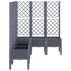 Vaso per fioriera aiuola rialzata piante fiori terrazza giardino con traliccio 160 x 120 x 142 cm PP grigio 02_0038251