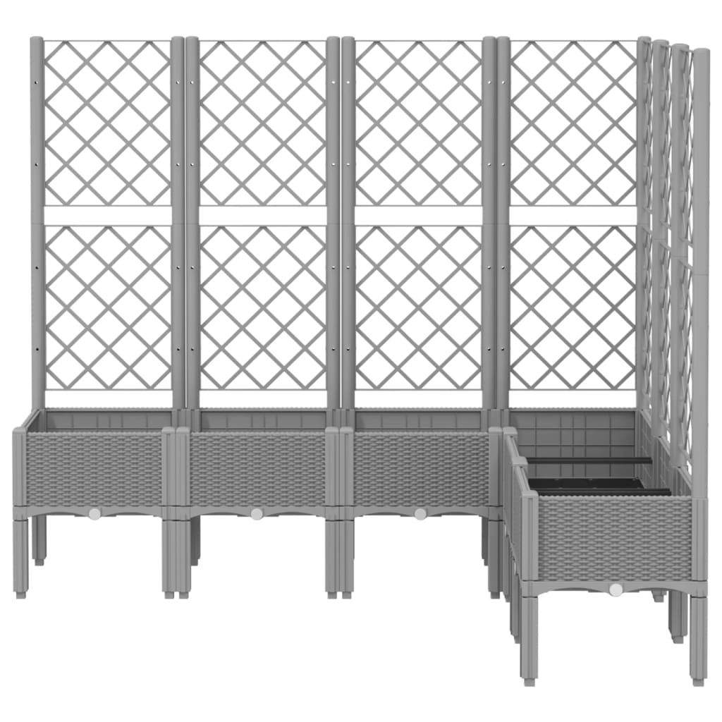 Vassoio per fioriera aiuola rialzata piante fiori terrazza giardino con traliccio leggero 160 x 120 x 142 cm PP grigio 02_0038347