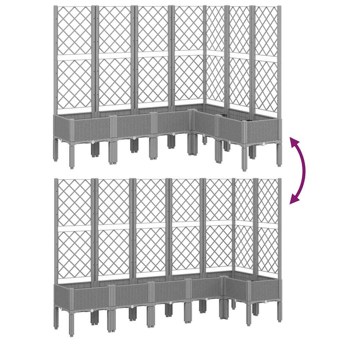 Fioriera Giardino con Graticcio-Vaso da Esterno-Contenitore per Piante Grigio Chiaro 160x120x142 cm PP