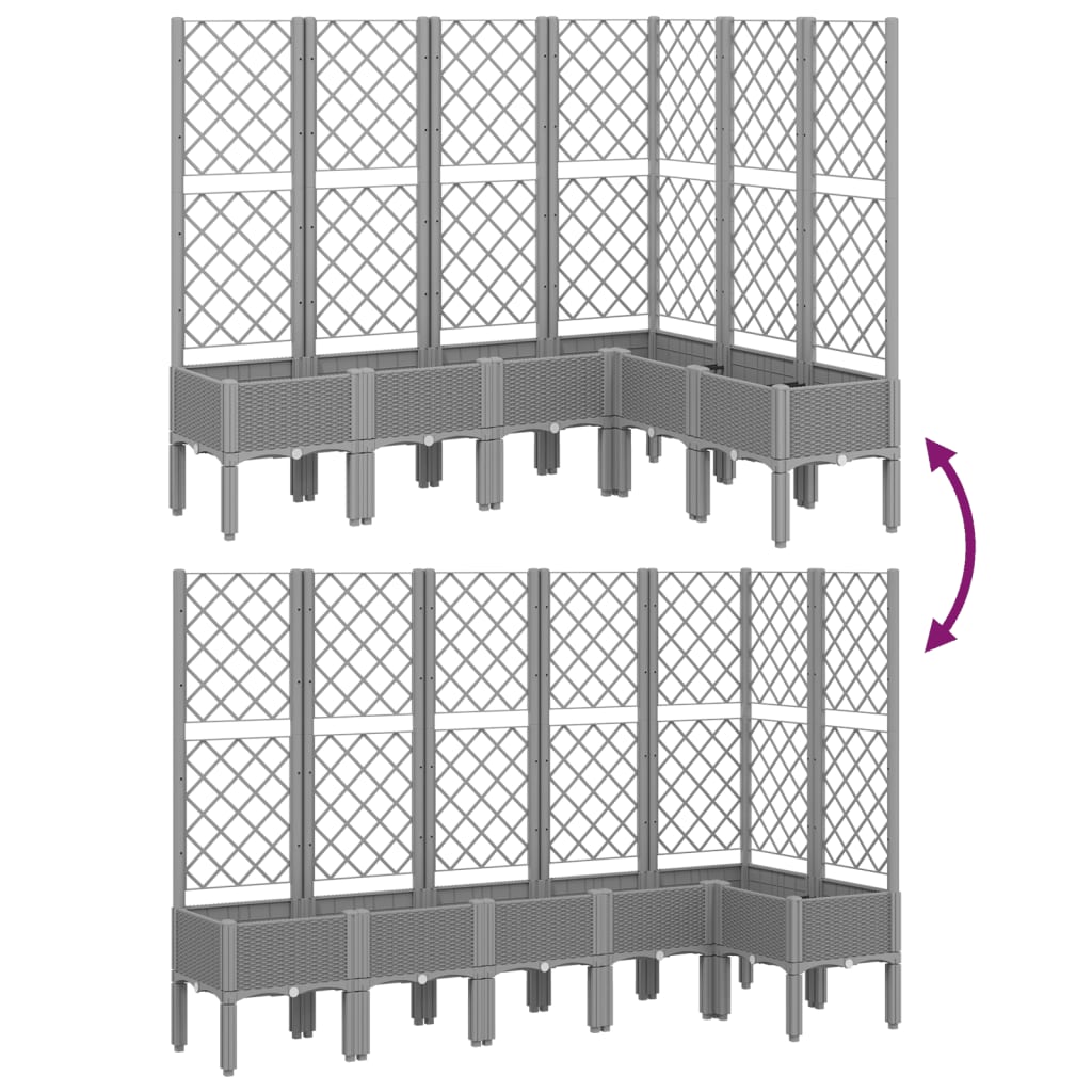 Vassoio per fioriera aiuola rialzata piante fiori terrazza giardino con traliccio leggero 160 x 120 x 142 cm PP grigio 02_0038347