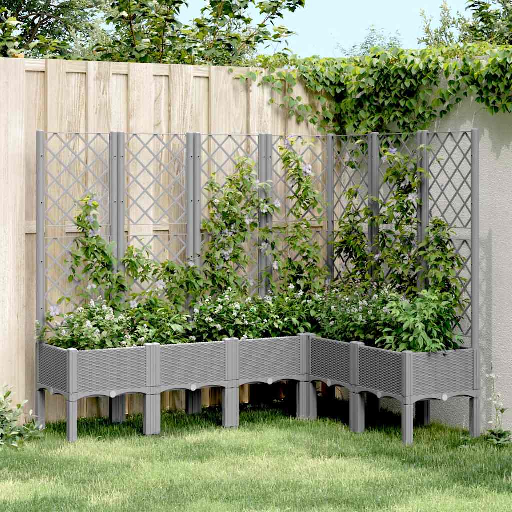 Fioriera Giardino con Graticcio-Vaso da Esterno-Contenitore per Piante Grigio Chiaro 160x120x142 cm PP