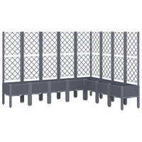 Fioriera aiuola rialzata vassoio piante fiori terrazza giardino con traliccio 200 x 160 x 142 cm PP grigio 02_0038275