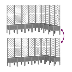 Vassoio per fioriera aiuola rialzata piante fiori terrazza giardino con traliccio leggero 200 x 160 x 142 cm PP grigio 02_0038353