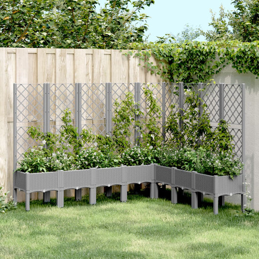Fioriera Giardino con Traliccio-Vaso da Esterno-Contenitore per Piante Grigio Chiaro 200x160x142 cm PP