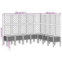 Vassoio per fioriera aiuola rialzata piante fiori terrazza giardino con traliccio 200 x 160 x 142 cm PP nero 02_0038277