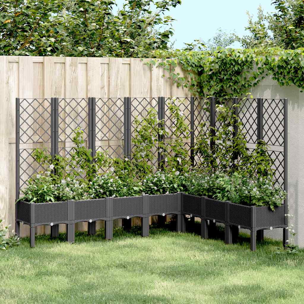 Fioriera da Giardino con Traliccio Nera 200x160x142 cm in PPcod mxl 91912
