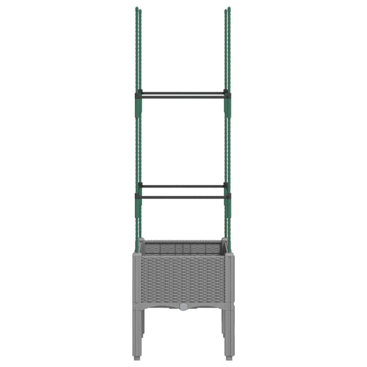 Vassoio per fioriera aiuola rialzata piante fiori terrazza giardino con traliccio leggero 40 x 40 x 142,5 cm PP grigio 02_0038358