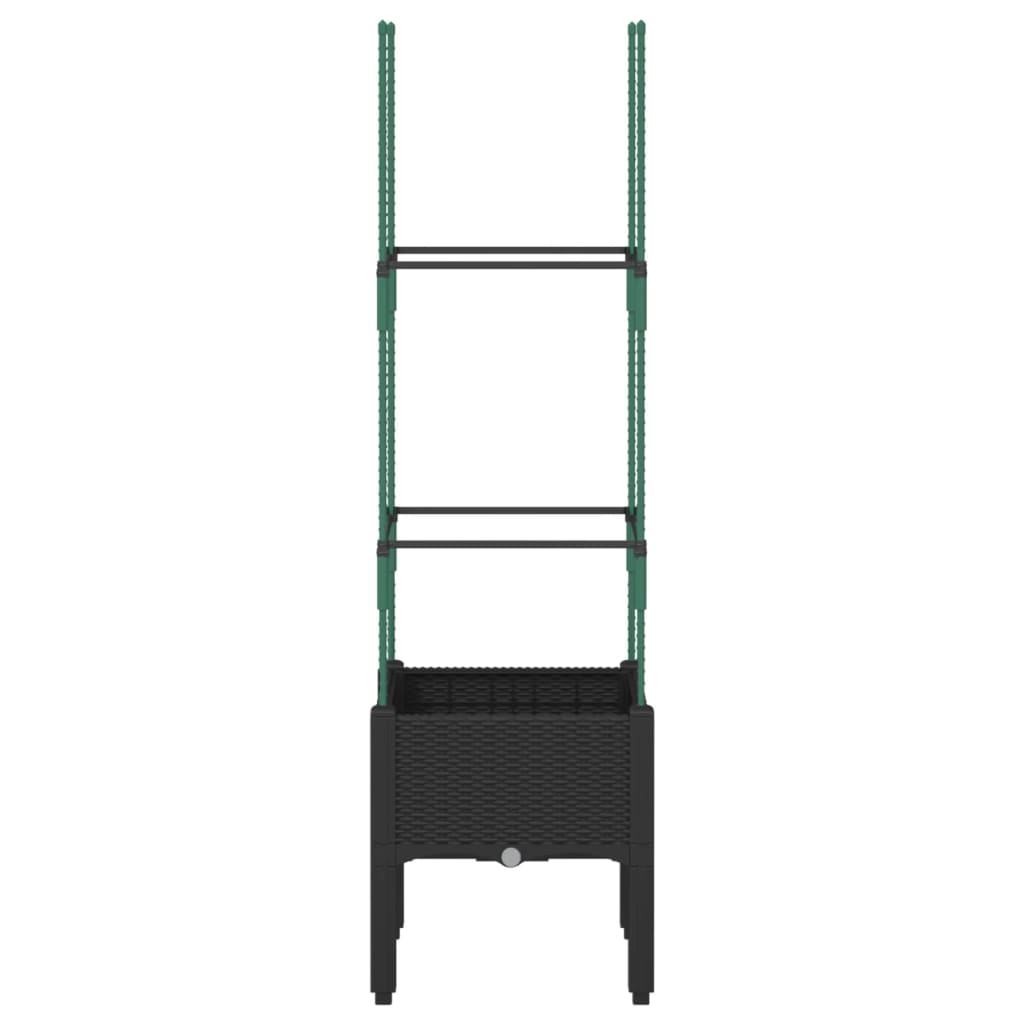 Fioriera da giardino con traliccio-Vaso da Esterno-Vaso con Griglia Nera 40x40x142,5 cm in PP