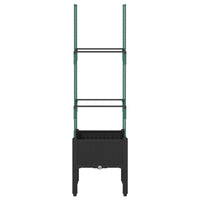 Fioriera da giardino con traliccio-Vaso da Esterno-Vaso con Griglia Nera 40x40x142,5 cm in PP