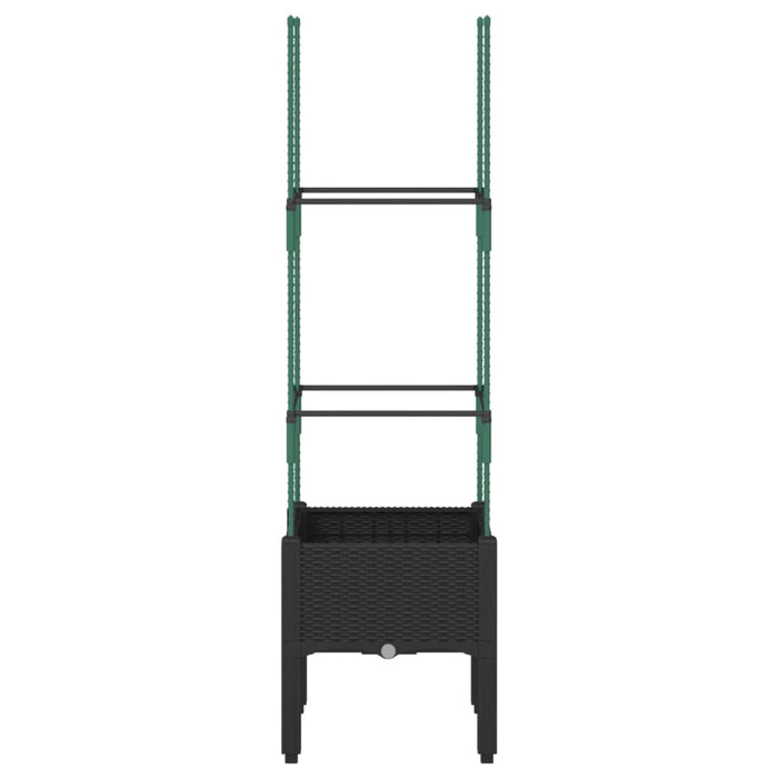 Fioriera da giardino con traliccio-Vaso da Esterno-Vaso con Griglia Nera 40x40x142,5 cm in PP