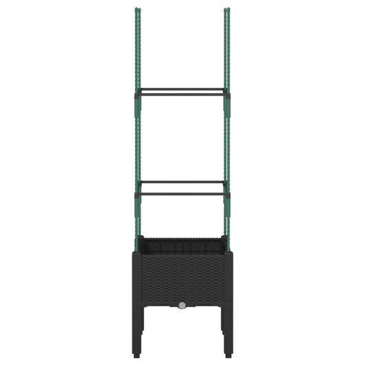 Fioriera aiuola rialzata vassoio piante fiori terrazza giardino con traliccio 40 x 40 x 142,5 cm PP nero 02_0038297
