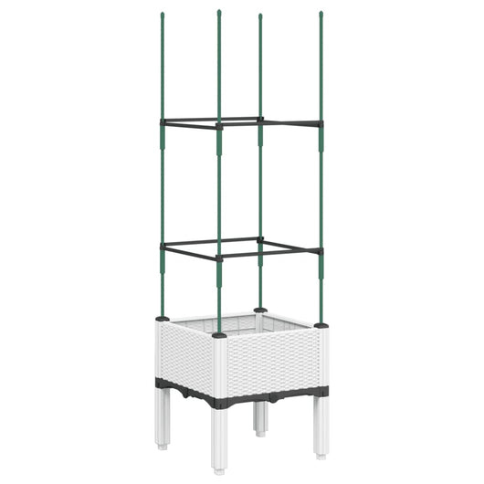Fioriera da Giardino con Traliccio Bianco 40x40x142,5 cm in PP 367949