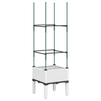 Fioriera da giardino con traliccio-Vaso da Esterno-Vaso con Griglia Bianco 40x40x142,5 cm in PP