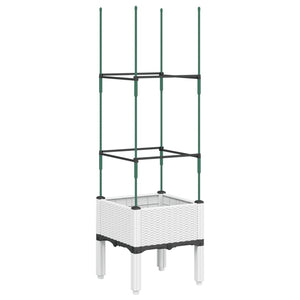 Fioriera da giardino con traliccio-Vaso da Esterno-Vaso con Griglia Bianco 40x40x142,5 cm in PP