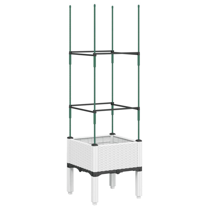 Fioriera da giardino con traliccio-Vaso da Esterno-Vaso con Griglia Bianco 40x40x142,5 cm in PP