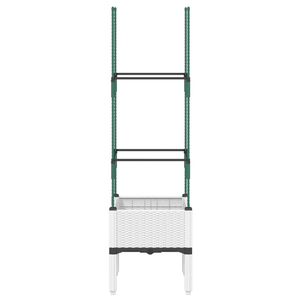 Fioriera da giardino con traliccio-Vaso da Esterno-Vaso con Griglia Bianco 40x40x142,5 cm in PP