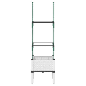 Fioriera da giardino con traliccio-Vaso da Esterno-Vaso con Griglia Bianco 40x40x142,5 cm in PP