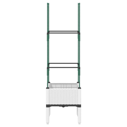Fioriera aiuola rialzata vassoio piante fiori terrazza giardino con traliccio 40 x 40 x 142,5 cm PP bianco 02_0038294