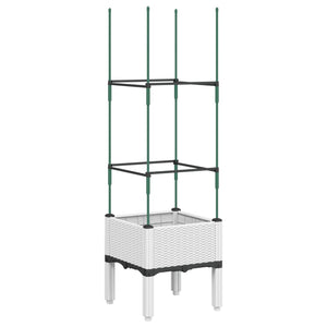 Fioriera da Giardino con Traliccio Bianco 40x40x142,5 cm in PP 367949