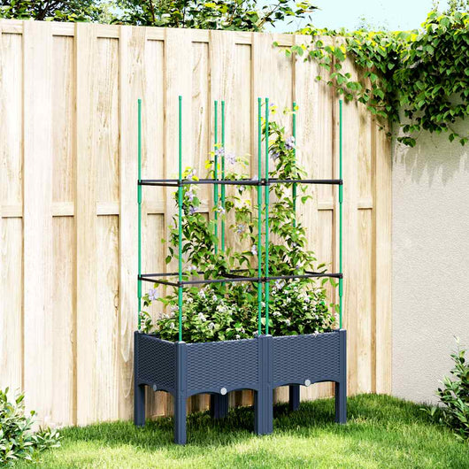 Fioriera da Giardino con Graticcio Grigio Blu 80x40x142,5cm PP 367951