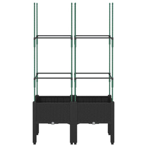 Fioriera da Giardino con Traliccio Nera 80x40x142,5 cm in PP