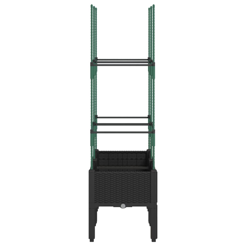 Vassoio per fioriera aiuola rialzata piante fiori terrazza giardino con traliccio 80 x 40 x 142,5 cm PP nero 02_0038316