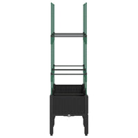 Vassoio per fioriera aiuola rialzata piante fiori terrazza giardino con traliccio 80 x 40 x 142,5 cm PP nero 02_0038316