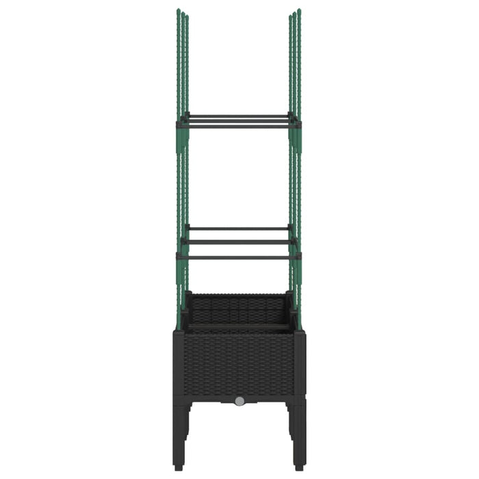 Vassoio per fioriera aiuola rialzata piante fiori terrazza giardino con traliccio 80 x 40 x 142,5 cm PP nero 02_0038316