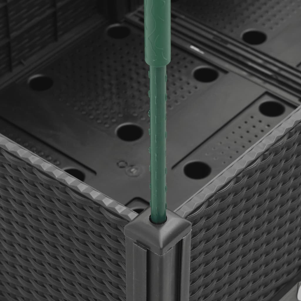 Fioriera da giardino con traliccio-Vaso da Esterno-Vaso con Griglia Nera 80x40x142,5 cm in PP