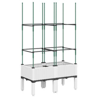 Fioriera aiuola rialzata vassoio piante fiori terrazza giardino con traliccio 80 x 40 x 142,5 cm PP bianco 02_0038313
