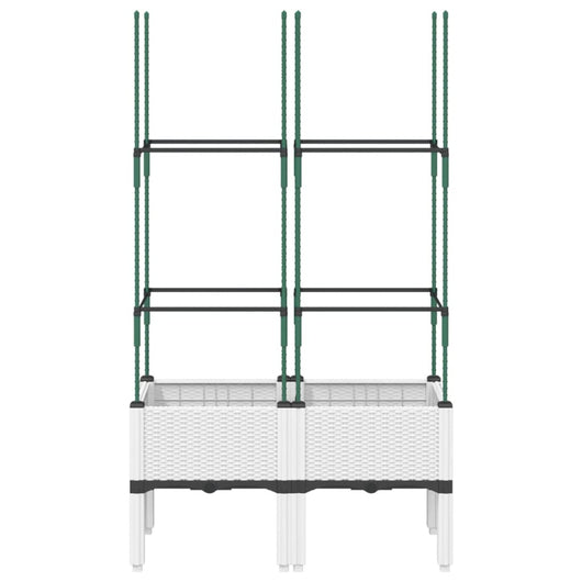 Fioriera aiuola rialzata vassoio piante fiori terrazza giardino con traliccio 80 x 40 x 142,5 cm PP bianco 02_0038313