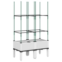Fioriera aiuola rialzata vassoio piante fiori terrazza giardino con traliccio 80 x 40 x 142,5 cm PP bianco 02_0038313