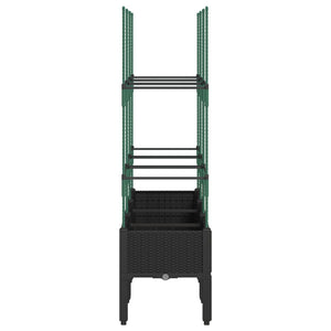 Fioriera da Giardino con Traliccio Nera 120x40x142,5 cm in PP