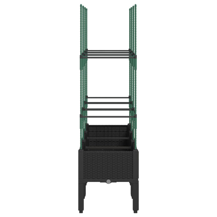 Fioriera aiuola rialzata vassoio piante fiori terrazza giardino con traliccio 120 x 40 x 142,5 cm PP nero 02_0038245