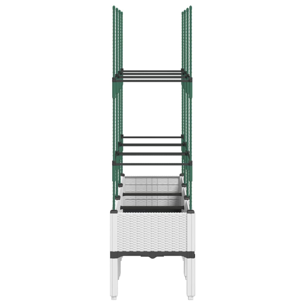 Vassoio per fioriera aiuola rialzata piante fiori terrazza giardino con traliccio 120 x 40 x 142,5 cm PP bianco 02_0038242