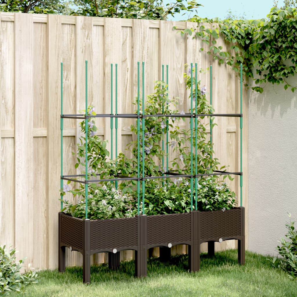 Fioriera da Giardino con Traliccio Marrone 120x40x142,5cm in PP 367960